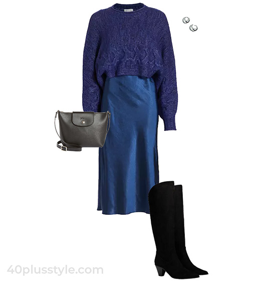 Sweater dress outfit for Thanksgiving | 40plusstyle.com