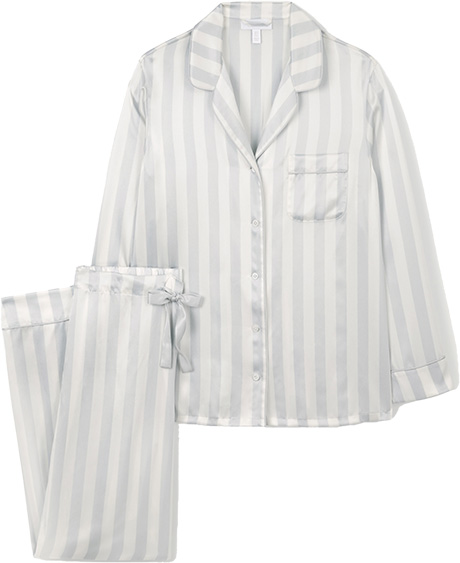 The White Company Silk Classic Striped Pajama Set | 40plusstyle.com