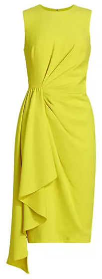 Badgley Mischka Pleated Side Drape Sheath Dress | 40plusstyle.com