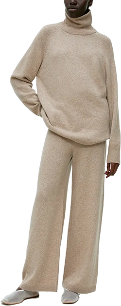 Arket Roll-Neck Cashmere Jumper - Arket Wide Cashmere Trousers | 40plusstyle.com