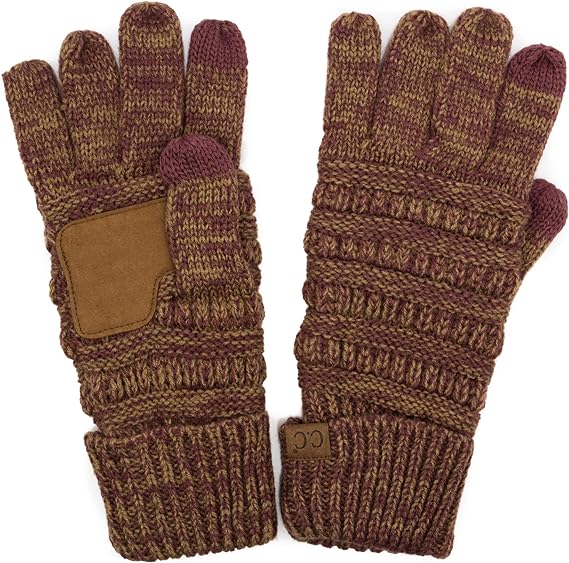 C.C Unisex Cable Knit Anti-Slip Gloves | 40plusstyle.com