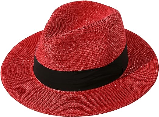 Lanzom Wide Brim Straw Panama Hat | 40plusstyle.com