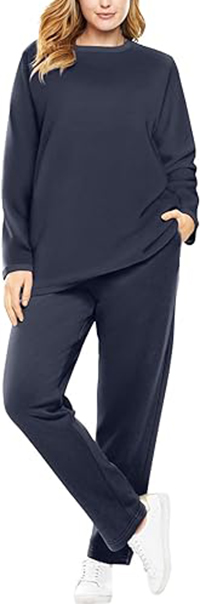 Woman Within Plus Size Fleece Sweatshirt Set | 40plusstyle.com