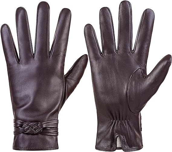 Best winter gloves for women - QNLYCZY Leather Gloves | 40plusstyle.com