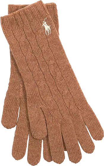 Polo Ralph Lauren Wool-Blend Cable-Knit Gloves | 40plusstyle.com
