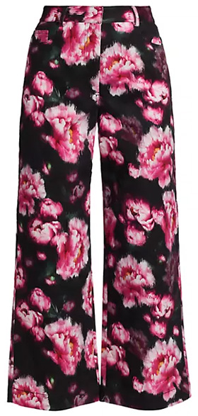 Adam Lippes Alessia High-Rise Floral Wide Crop Jeans | 40plusstyle.com