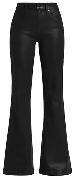 PAIGE Genevieve High-Rise Coated Stretch Flare Jeans | 40plusstyle.com
