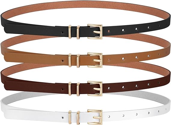 How to dress when you are short - SANSTHS Set of 4 Skinny Leather Belts | 40plusstyle.com