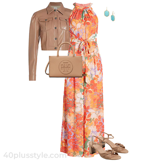 Orange and beige outfit idea | 40plusstyle.com