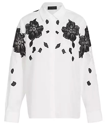 Elie Tahari The Shae Embroidered Lace Silk Shirt | 40plusstyle.com