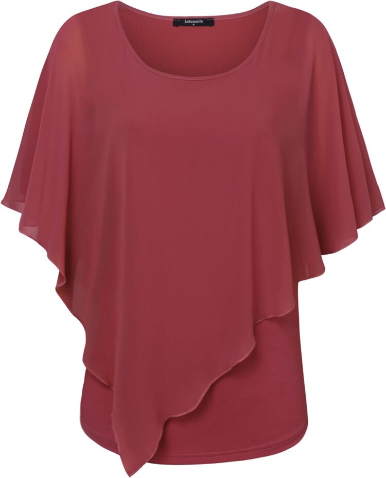 Lotusmile Double-Layered Chiffon Top | 40plusstyle.com