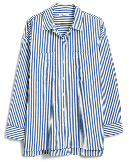 Madewell The Oversize Straight Hem Signature Poplin Shirt | 40plusstyle.com