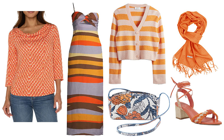 Orange printed clothes and accessories | 40plusstyle.com