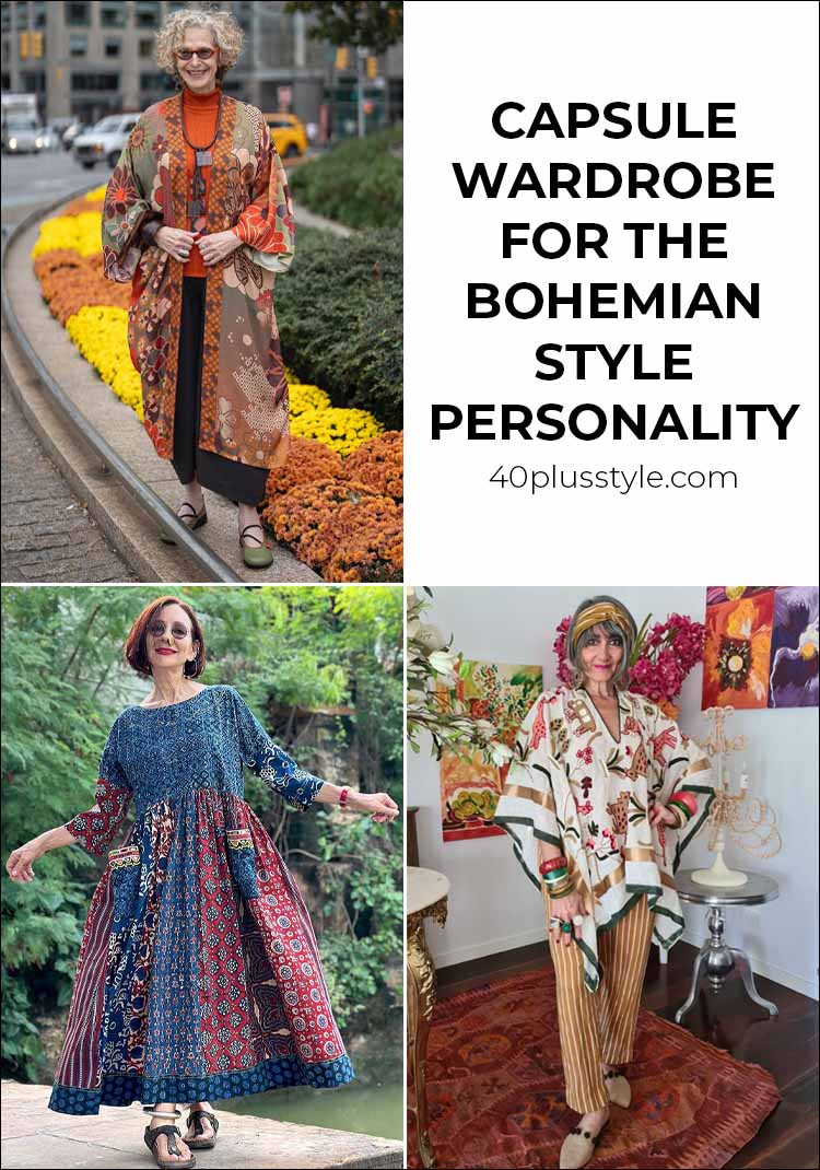 A style guide and capsule wardrobe for the Bohemian style personality | 40plusstyle.com