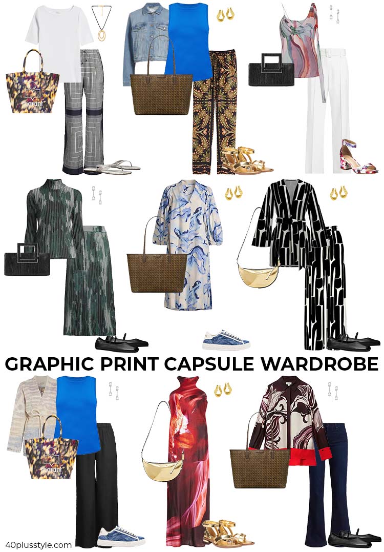Graphic print capsule wardrobe | 40plusstyle.com