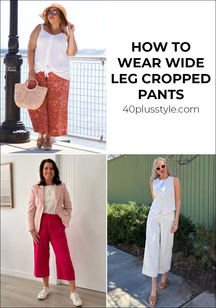 wide leg crop pants and how to wear them | 40plusstyle