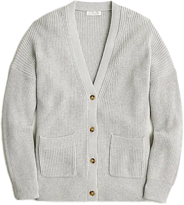 Travel clothes for women - J.Crew Cotton Blend Cardigan Sweater | 40plusstyle.com