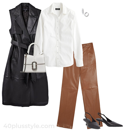 Leather vest and pants combo | 40plusstyle.com