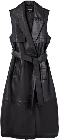 Karen Millen Leather Sleeveless Belted Trench Coat | 40plusstyle.com