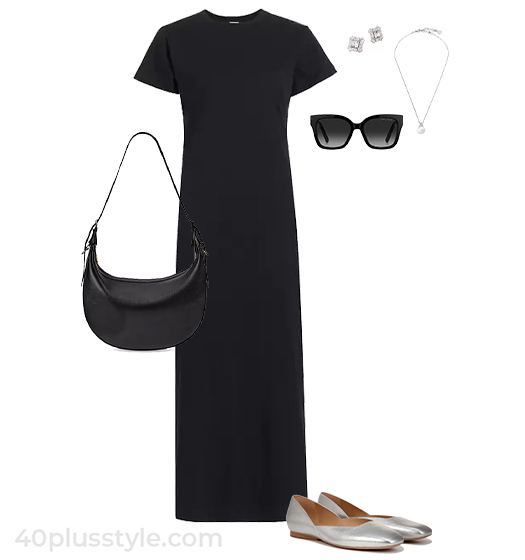 Maxi dress and flats | 40plusstyle.com