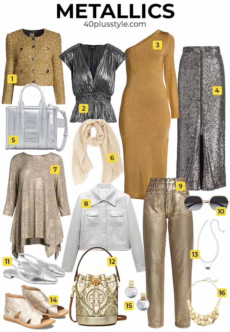 Gold and silver outfits | 40plusstyle.com