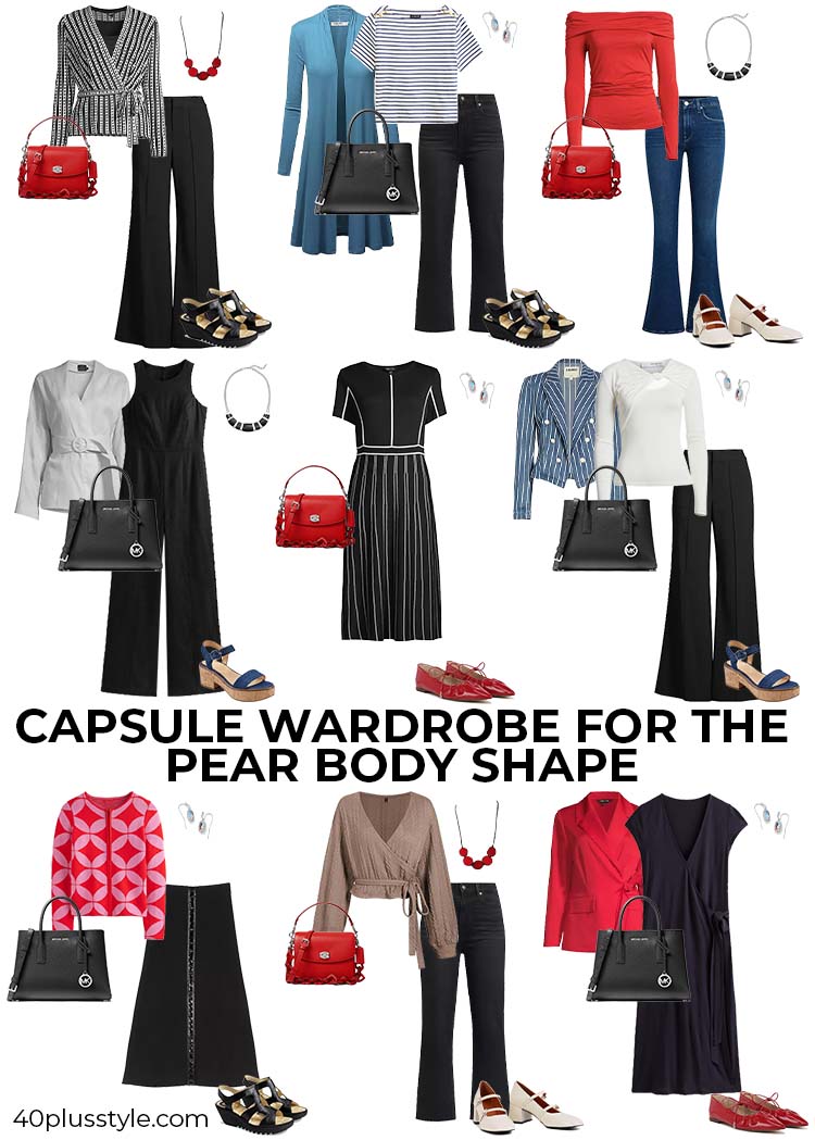 A capsule wardrobe on how to dress a pear body shape | 40plusstyle.com