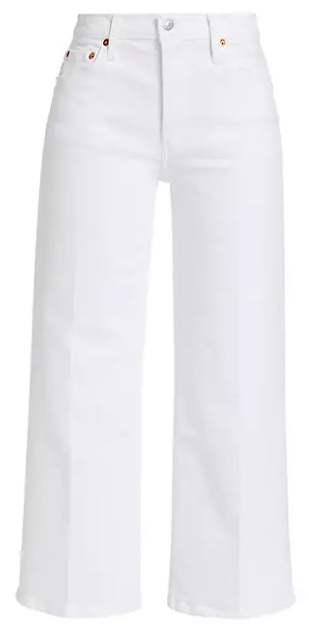 Re/done Twill Mid-Rise Crop Wide-Leg Pants | 40plusstyle.com