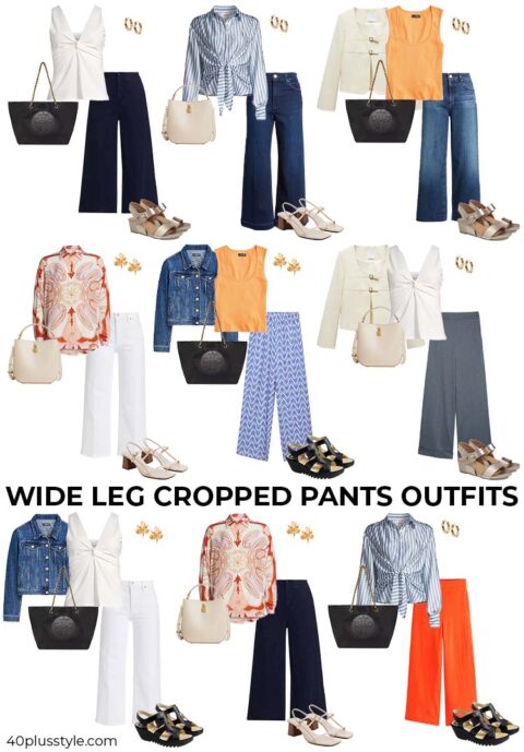 wide leg crop pants and how to wear them | 40plusstyle