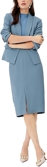 Ann Taylor fluid crepe blazer and skirt | 40plusstyle.com