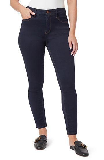 CURVE APPEAL Tummy Tucking High Rise Comfort Waist Skinny Jeans | 40plusstyle.com