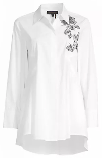Hide your belly with the right clothes - Donna Karan New York Rustic Chic Graphic Tunic Shirt | 40plusstyle.com