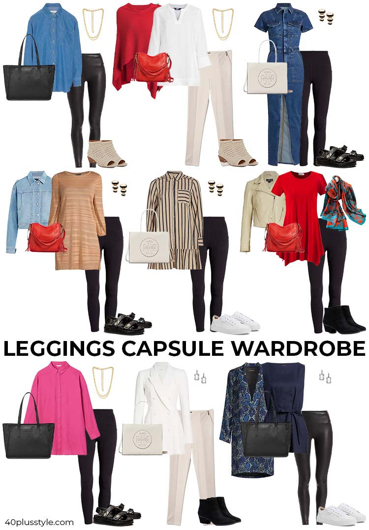 A capsule wardrobe on how to wear leggings | 40plusstye.com
