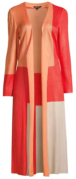 Misook Long Colorblocked Cardigan | 40plusstyle.com
