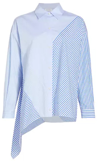 Naadam Asymmetric Patchwork Button-Front Shirt | 40plusstyle.com