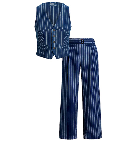 Summer suits for women: Polo Ralph Lauren pinstripe vest and pants | 40plusstyle.com