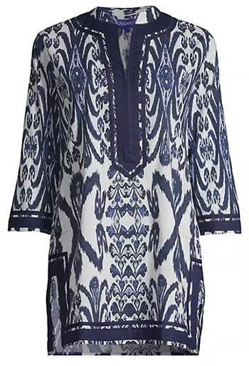Hide your belly with the right clothes - Ro's Garden Tokyo Ikat-Inspired Cotton Tunic | 40plusstyle.com