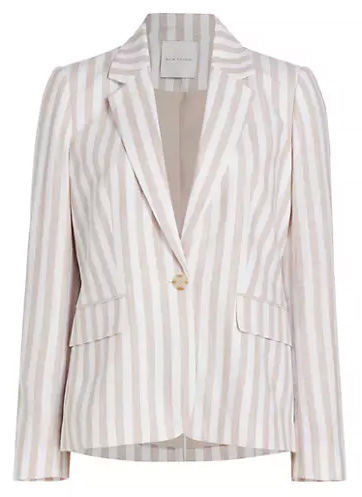 Summer jackets for women - Elie Tahari Helena Striped Linen-Blend Blazer | 40plusstyle.com