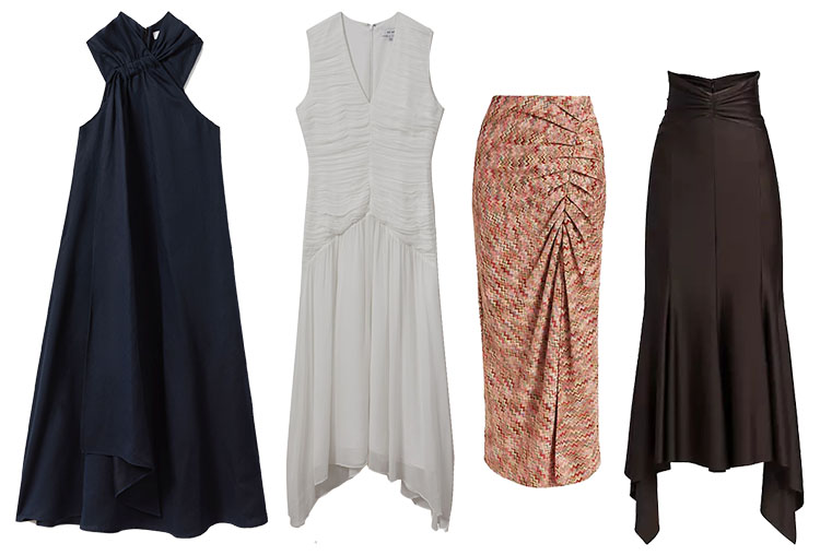 Draped and ruched dresses and skirts | 40plusstyle.com