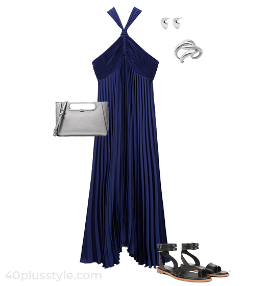 Halterneck dress and sandals | 40plusstyle.com