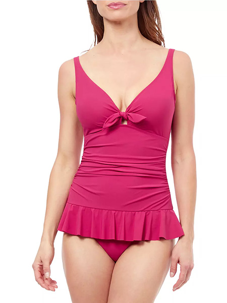 Best bathing suits for women: Profile By Gottex Dandy Bow-tie V-neck Tankini | 40plusstyle.com