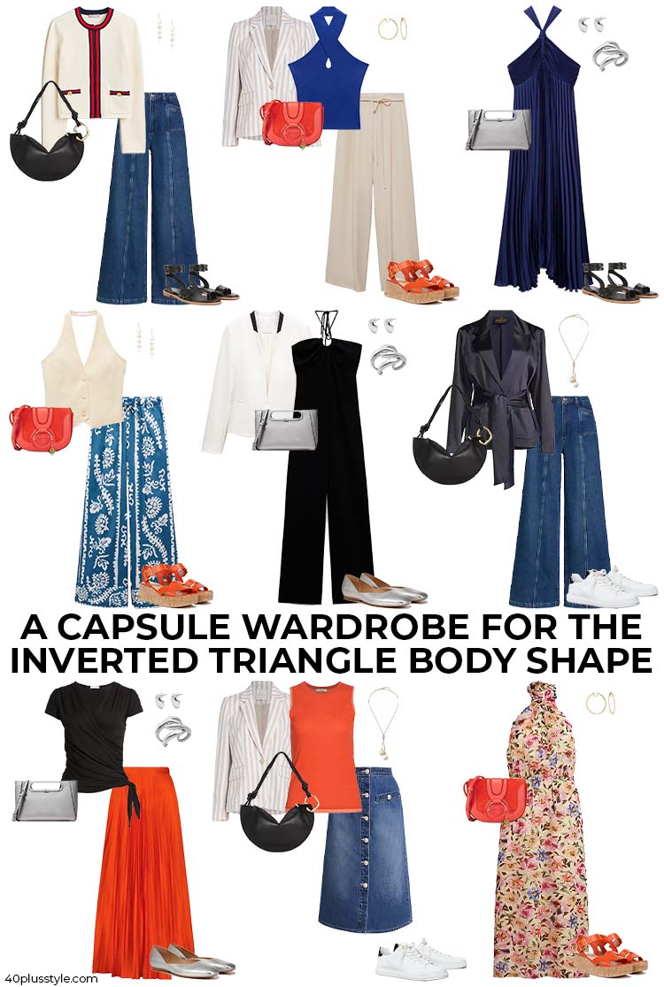 A capsule wardrobe for the inverted triangle body shape | 40plusstyle.com