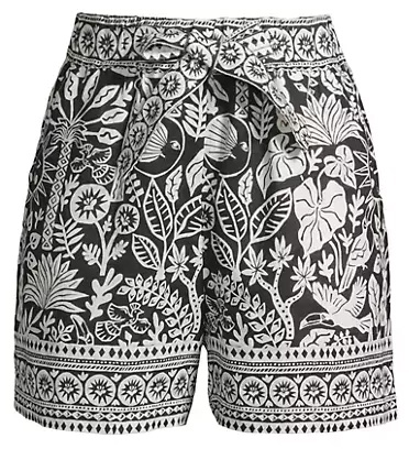 Johnny Was Luciana Botanical Linen Belted Shorts | 40plusstyle.com