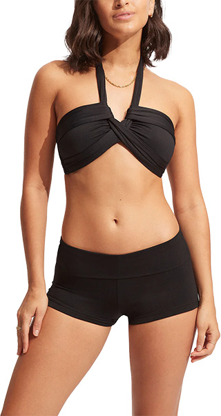 Best bathing suits for women: Seafolly Collective Halter Bandeau Bikini Top / Collective Roll Top Boyleg  | 40plusstyle.com