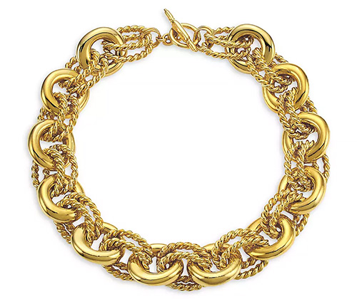 Kenneth Jay Lane Polished 22K Goldplated Double-Twist Link Collar Necklace | 40plusstyle.com