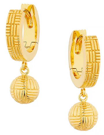 Gwen Beloti Jewelry Sol Woven Ball 18K-Gold-Plated Huggie Earrings | 40plusstyle.com
