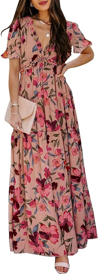 BLENCOT Printed Ruched Maxi Dress | 40plusstyle.com