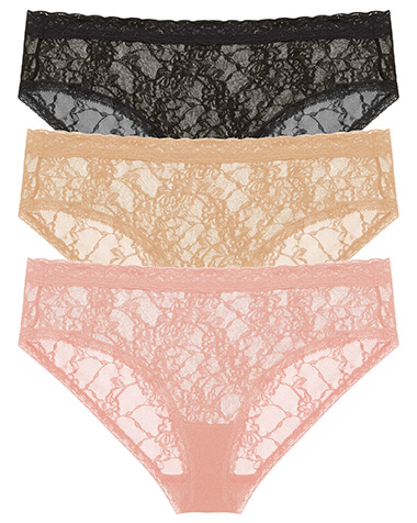 Natori Bliss Allure Lace 3-Pack Girl Briefs | 40plusstyle.com