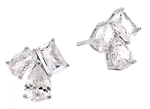 Shashi Pierre 18K-White-Gold-Plated & Cubic Zirconia Stud Earrings | 40plusstyle.com