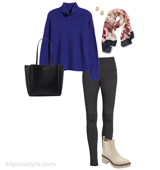 Sweater and leggings outfit for your fall 2024 wardrobe | 40plusstyle.com