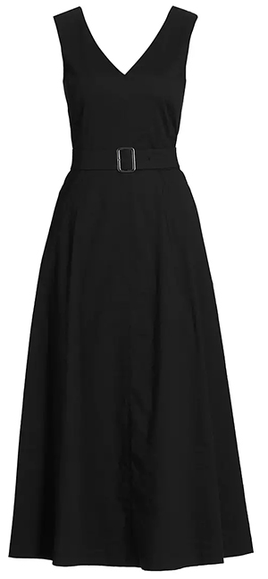 Theory Belted Linen-Blend Midi-Dress | 40plusstyle.com